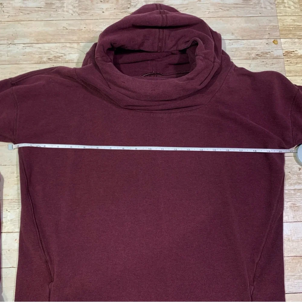 Lululemon Stress Less Hoodie Funnel Neck Pocket Heathered Bordeaux Drama Size 6 - Picture 7 of 10